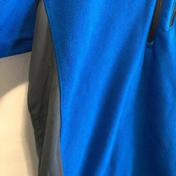 Columbia Mens L Pull Over Quarter Zip Up Fleece Mock Neck Sweatshirt‎ Blue - Picture 5 of 8